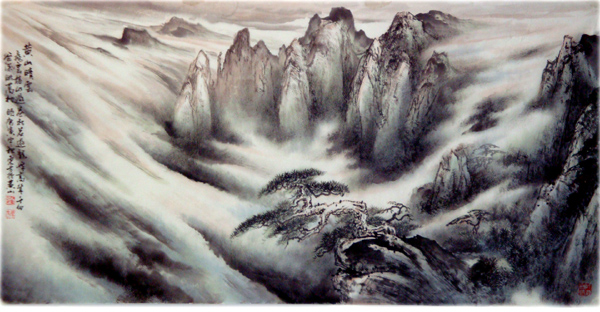 刘东方国画作品《黄山晴云》