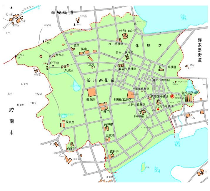 黄岛区长江路街道地理位置图 黄岛区长江路街道地理位置图