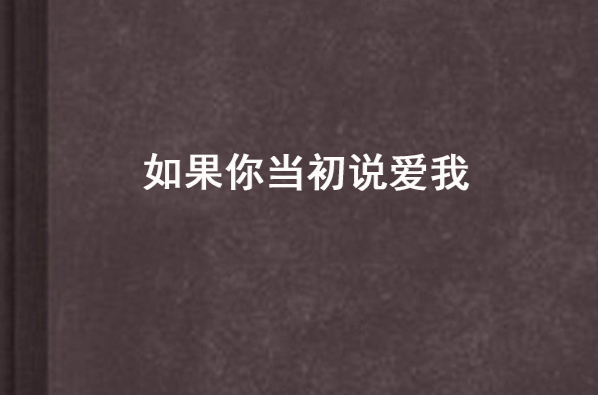 如果你当初说爱我