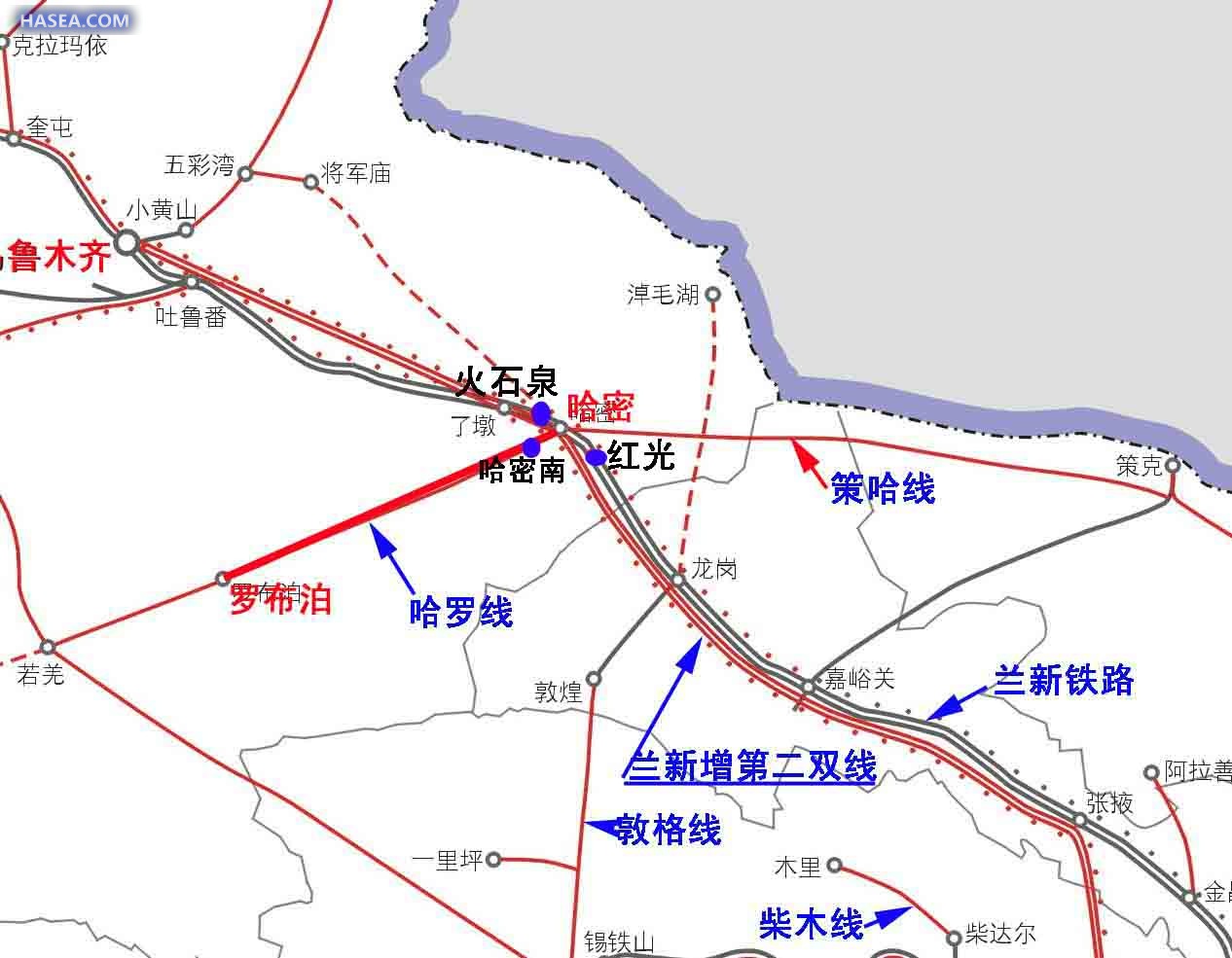 哈密站 附近铁路网地图 哈密站 附近铁路网地图