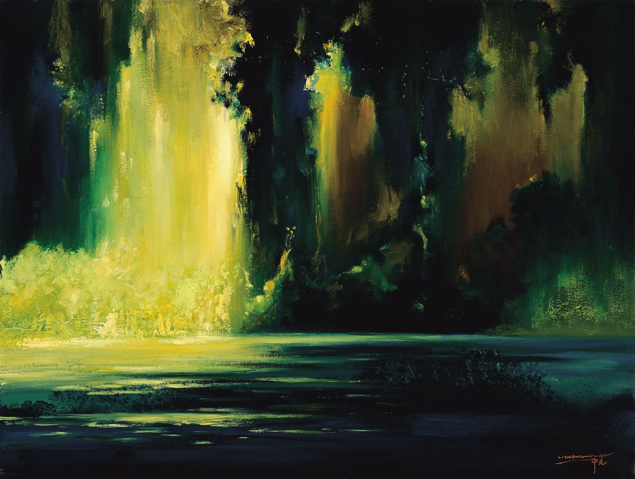 碧源(布面油画)大山大水120*90 碧源(布面油画)大山大水120*90