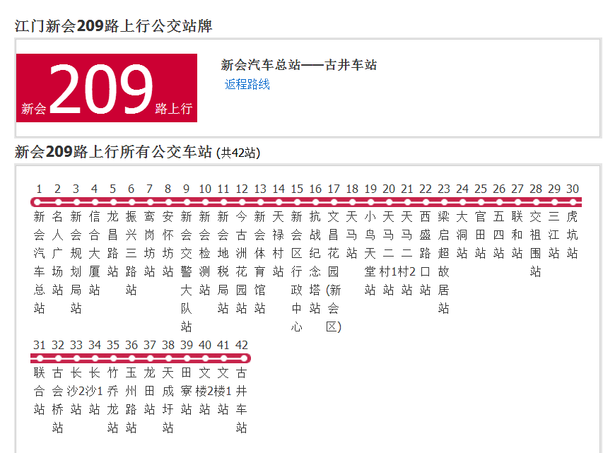 新会公交209路