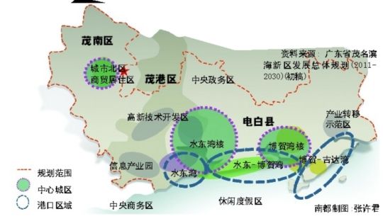 广东茂名滨海新区功能区划简图 广东茂名滨海新区功能区划简图
