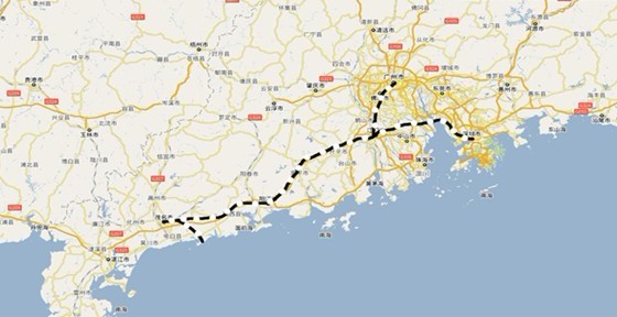 广东西部沿海铁路示意图 广东西部沿海铁路示意图