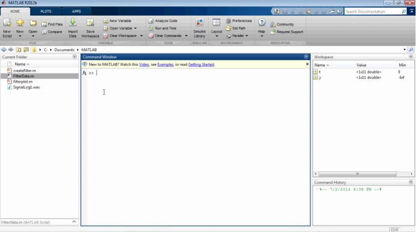 MATLAB R2012b 新界面 MATLAB R2012b 新界面