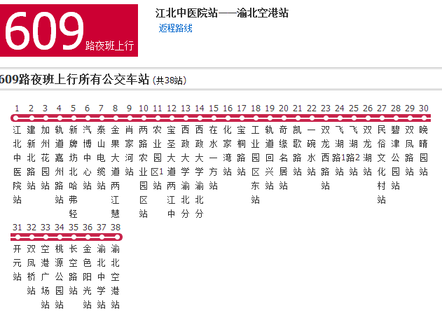 重庆公交609路夜班